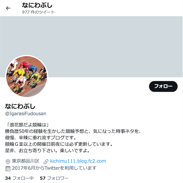 競輪予想ブログ浪花節のツイッター